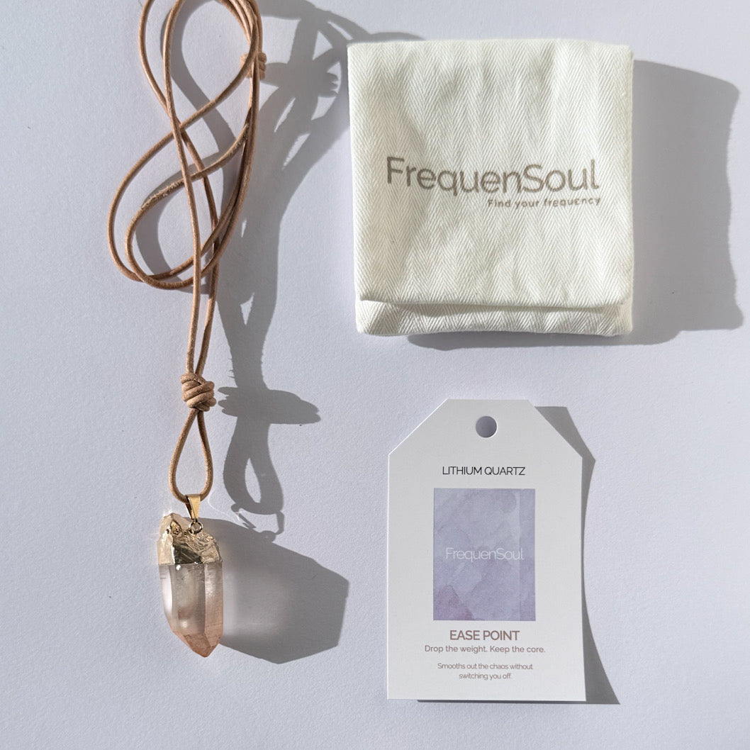 LITHIUM QUARTZ PENDANT | Leather Necklace
