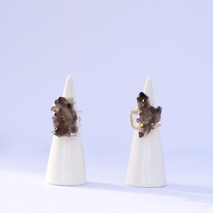 MINERAL LOOP GROUND RULE Smoky Quartz Cluster Ring