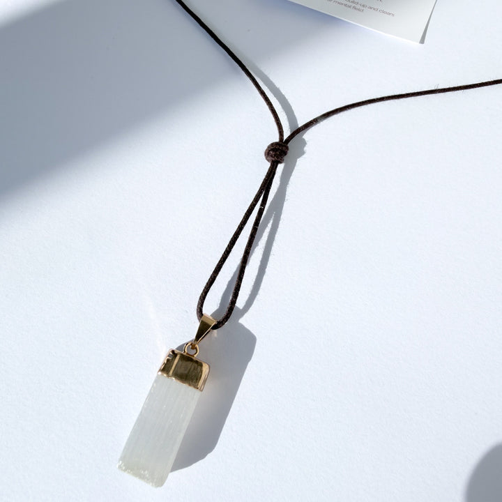 SELENITE Crystal Pendant | Cotton Cord