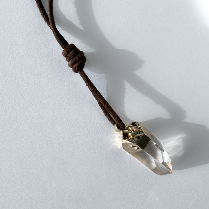 LITHIUM QUARTZ PENDANT | Leather Necklace