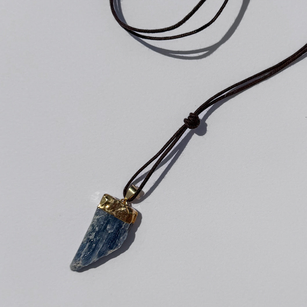 Raw Kyanite Necklace | Cotton Cord