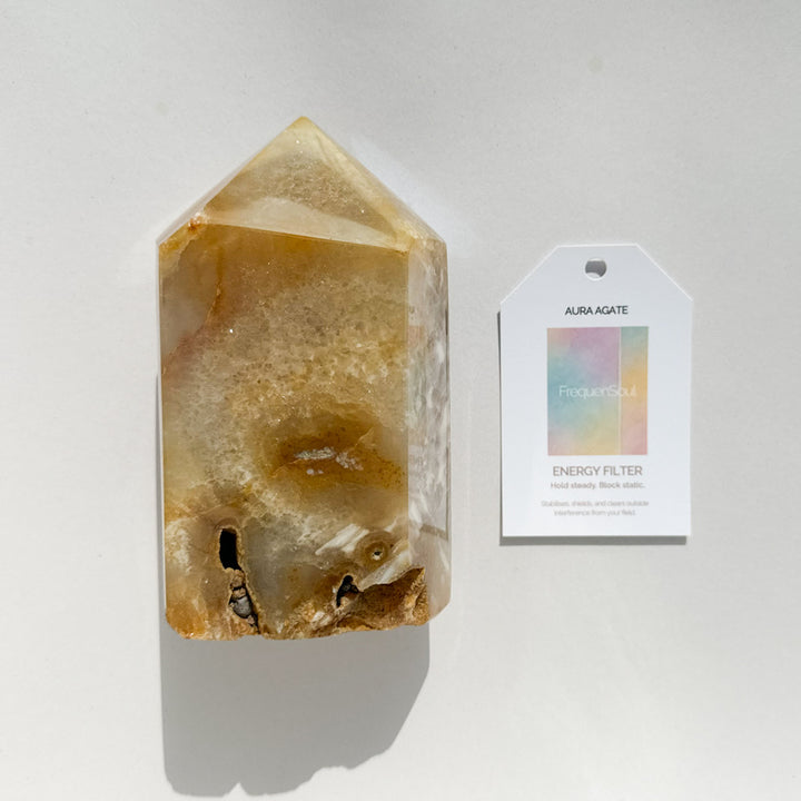 AURA AGATE DRUZY CENTRE TOWER Golden | 1kg