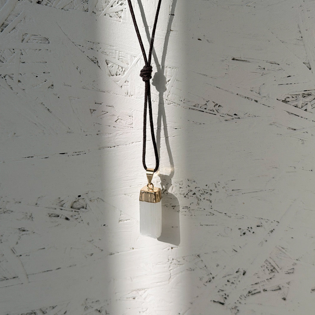 SELENITE Crystal Pendant | Cotton Cord