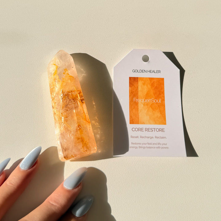 Golden Healer x Rose Quartz Point | 61g  9x2.5cm RARE