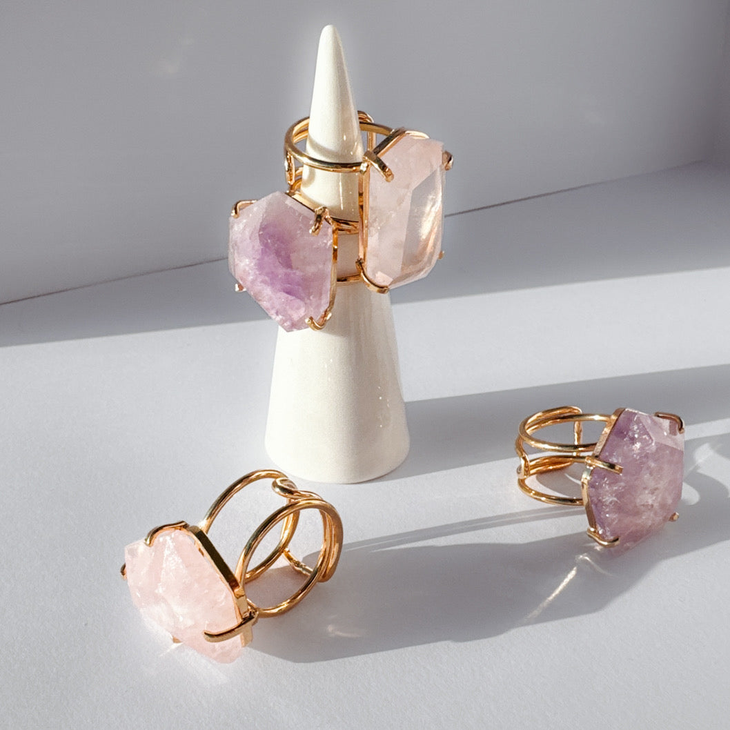 SOULMATE Rose Quartz Mineral Current Ring