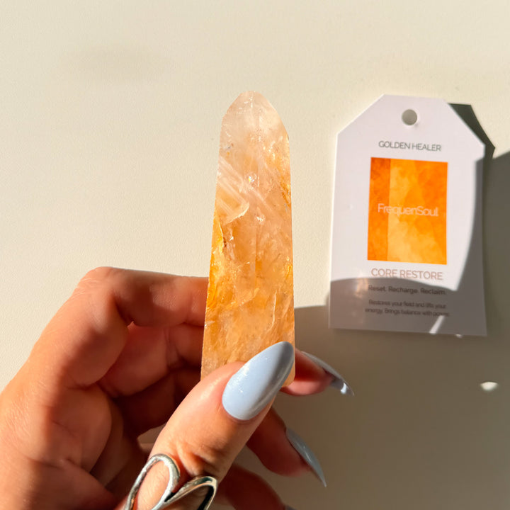 Golden Healer x Rose Quartz Point | 61g  9x2.5cm RARE