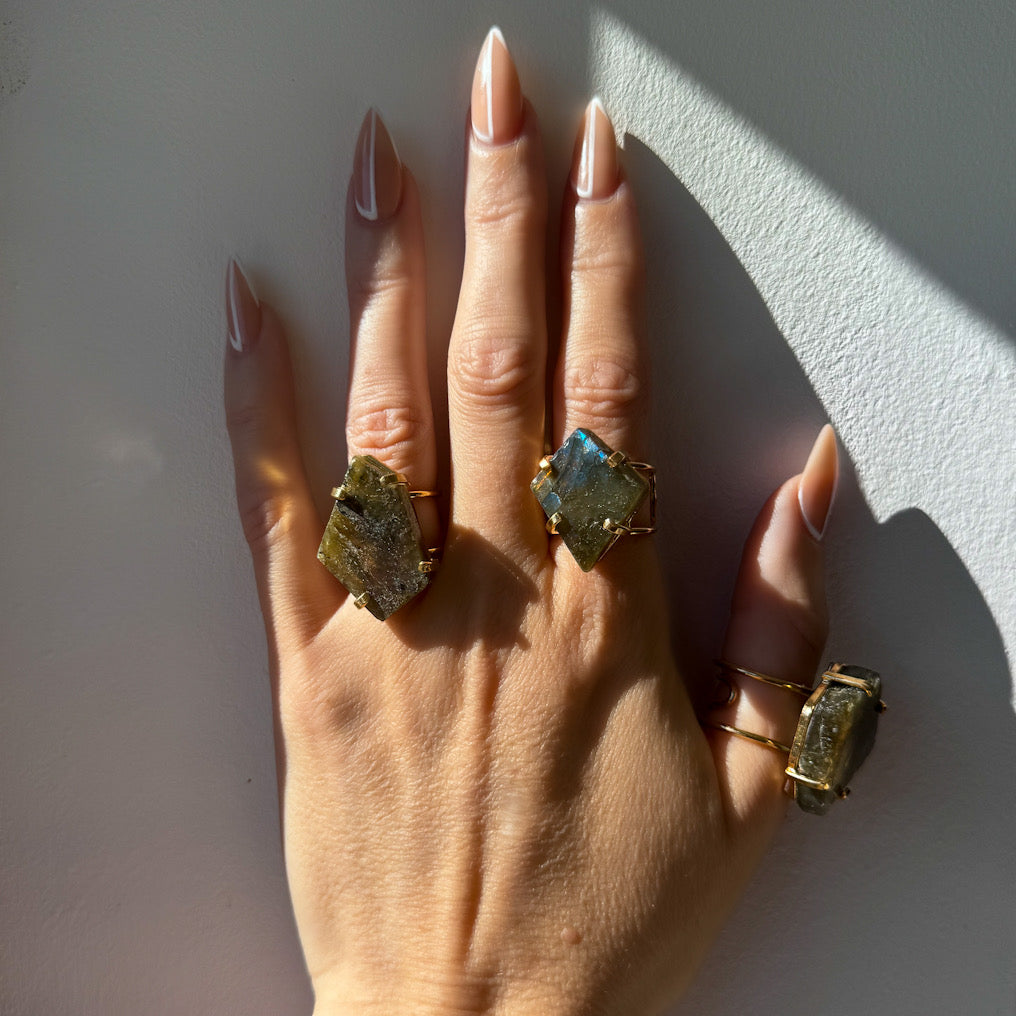 MINERAL LOOP FREQUENCY SHIFTER Labradorite Ring