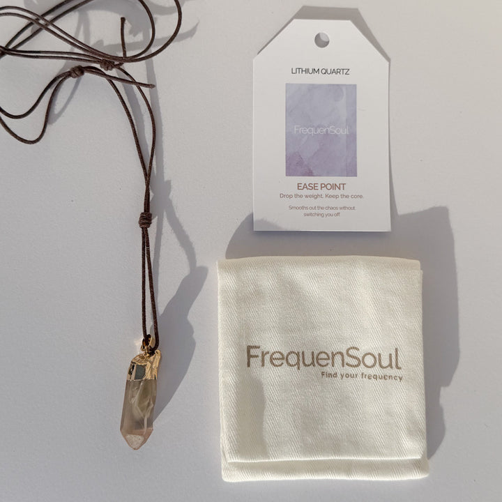 Lithium Quartz Point Necklace | Cotton Cord