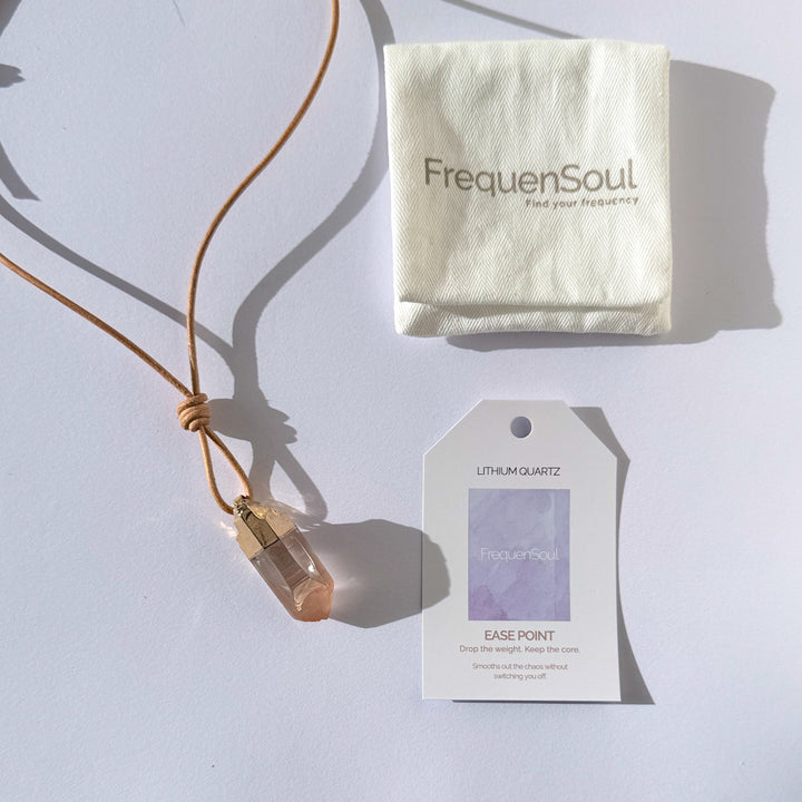 LITHIUM QUARTZ PENDANT | Leather Necklace