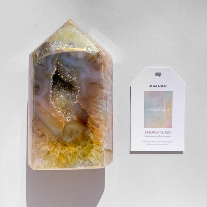 AURA AGATE DRUZY CENTRE TOWER Golden | 1kg