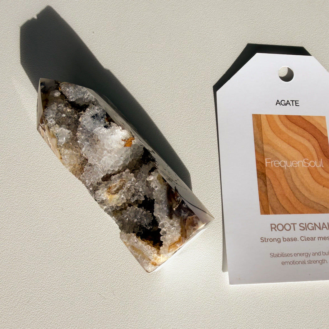 Agate with Druzy Quartz | 63g | Root Signal | Brazil