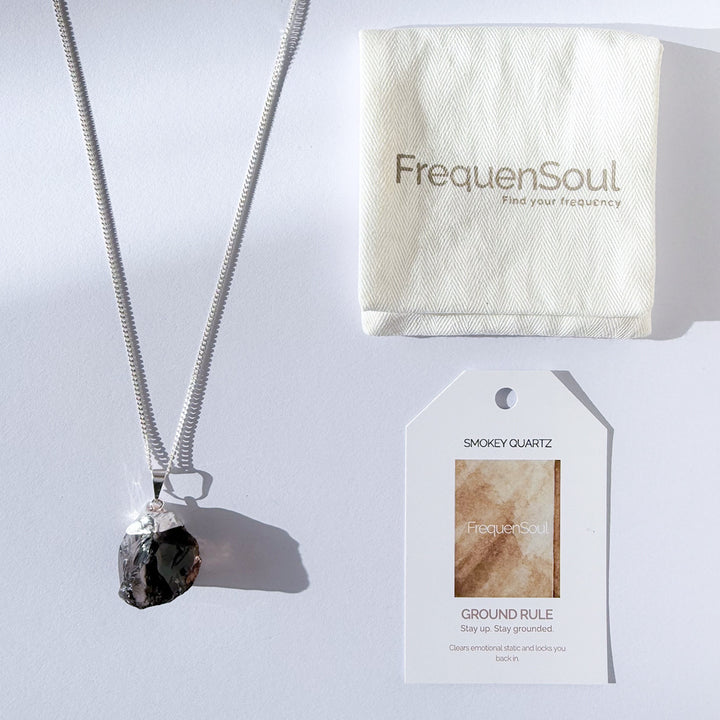 Raw Smokey Quartz Crystal Pendant | Chain