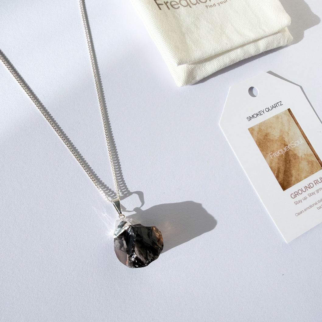Raw Smokey Quartz Crystal Pendant | Chain