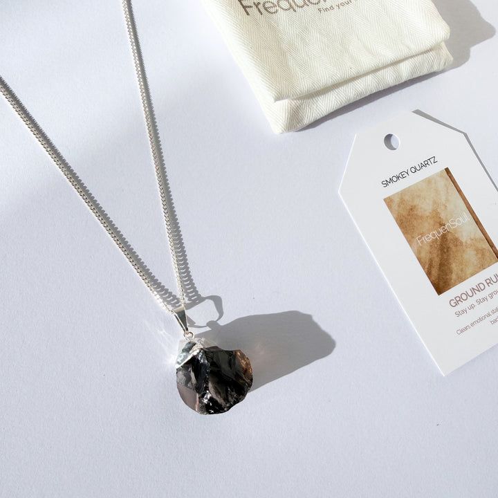 Raw Smokey Quartz Crystal Pendant | Chain