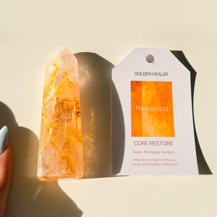 Golden Healer x Rose Quartz Point | 61g  9x2.5cm RARE