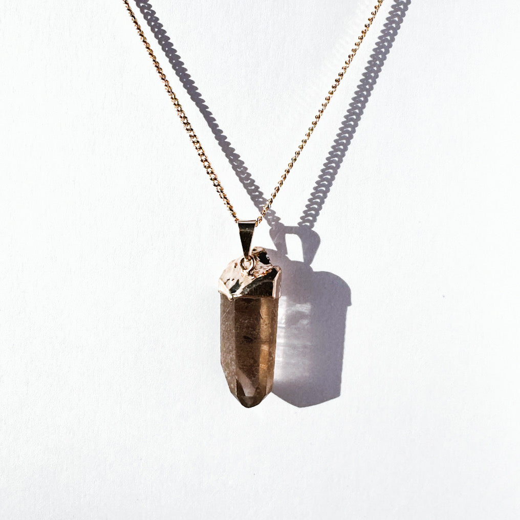EARTH’S ELEMENT GROUND RULE Smoky Lemurian Crystal Necklace