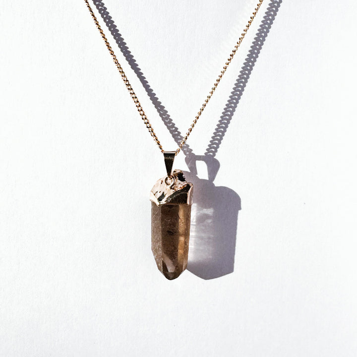 EARTH’S ELEMENT GROUND RULE Smoky Lemurian Crystal Necklace