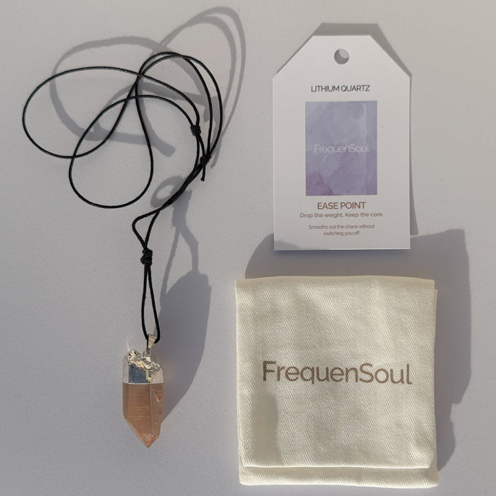Lithium Quartz Point Necklace | Cotton Cord