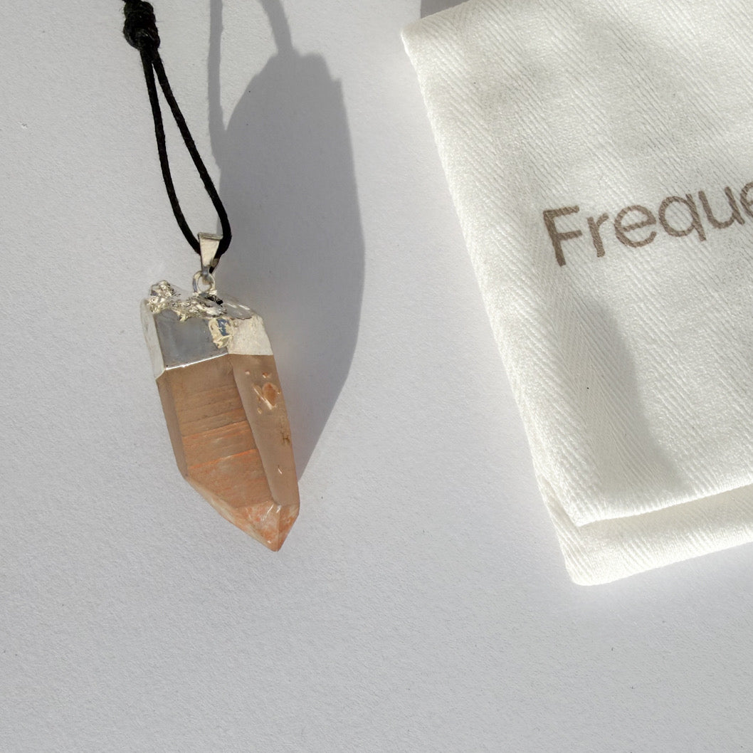 Lithium Quartz Point Necklace | Cotton Cord