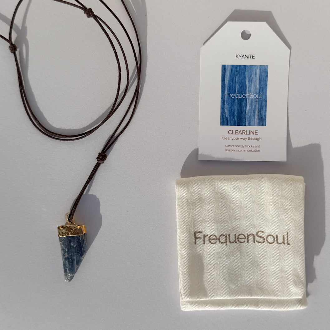 Raw Kyanite Necklace | Cotton Cord