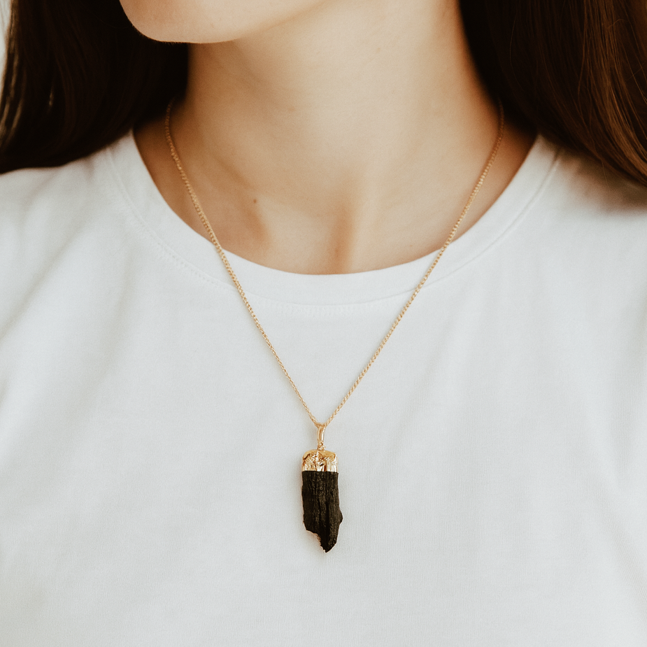EARTH’S ELEMENT FORCE FIELD Black Tourmaline Pendant Necklace