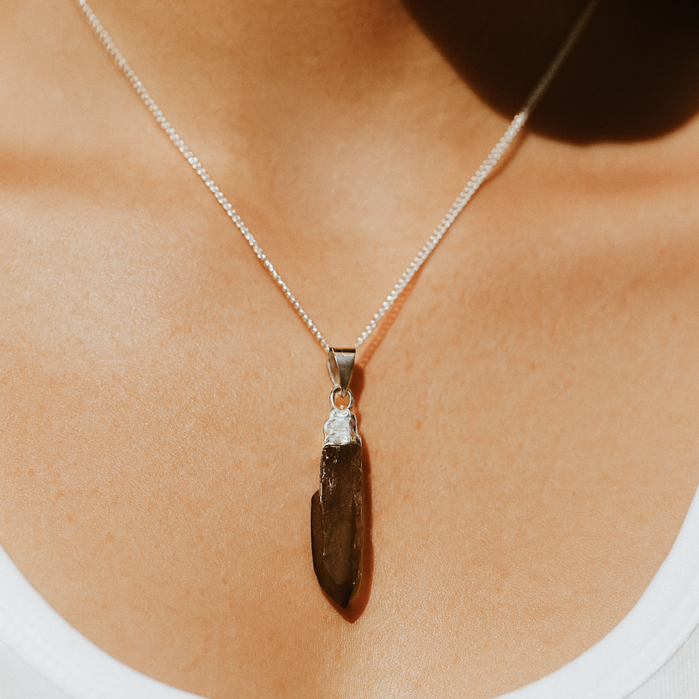 EARTH’S ELEMENT GROUND RULE Smoky Lemurian Crystal Necklace