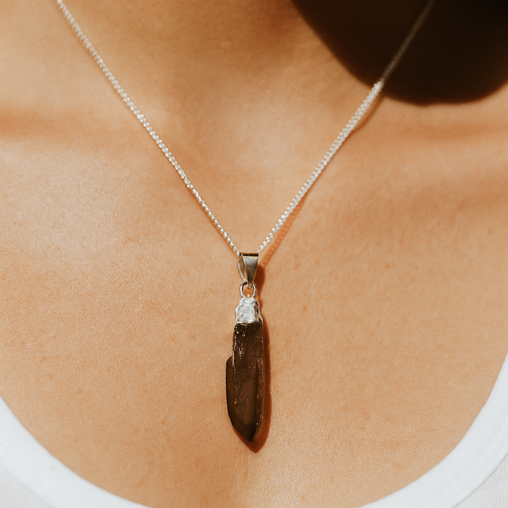 EARTH’S ELEMENT GROUND RULE Smoky Lemurian Crystal Necklace