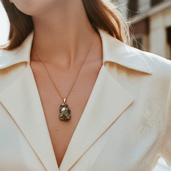 EARTH’S ELEMENT ENERGY CHARGER Pyrite Pendant Necklace
