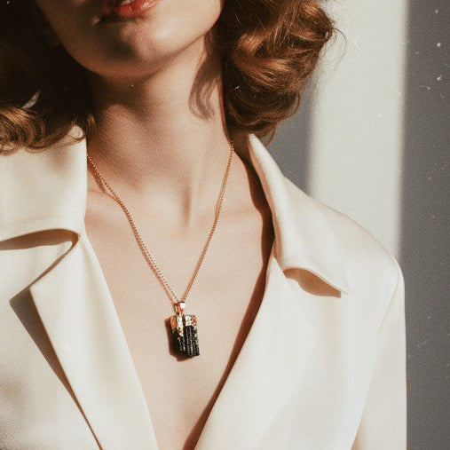 EARTH’S ELEMENT FORCE FIELD Black Tourmaline Pendant Necklace