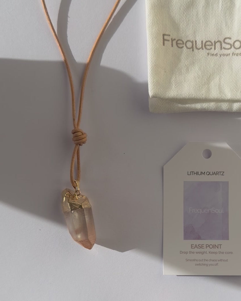 LITHIUM QUARTZ PENDANT | Leather Necklace