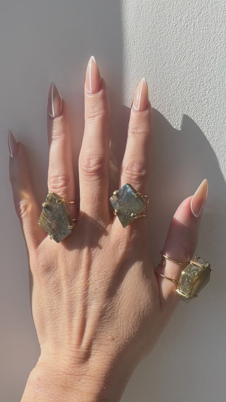 MINERAL LOOP FREQUENCY SHIFTER Labradorite Ring