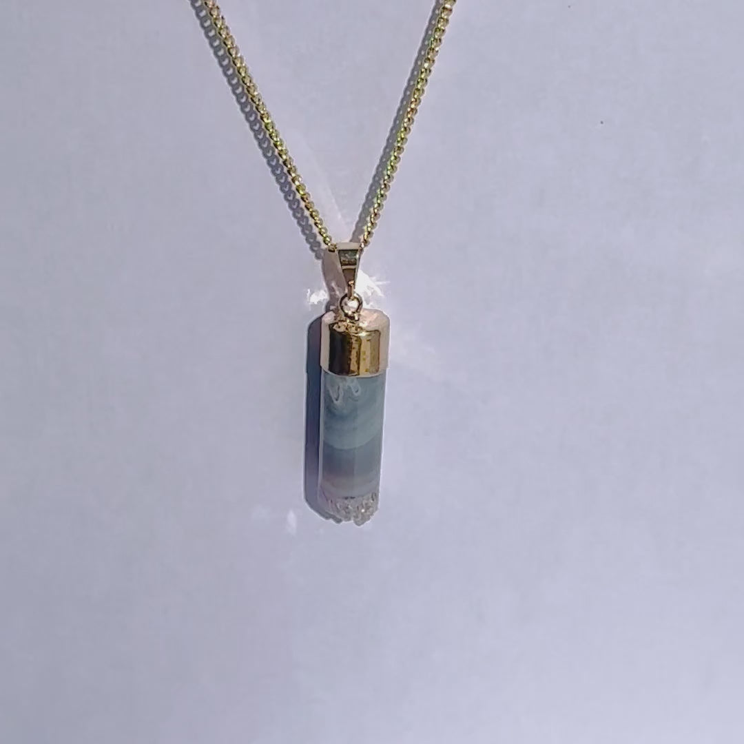 EARTH’S ELEMENT Amethyst/Agate Pendant Necklace
